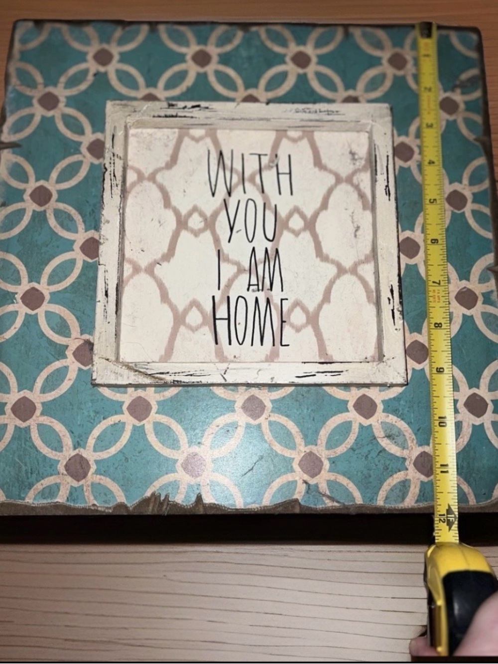 Hobby Lobby Teal and Cream Wall Art - 'With You I Am Home #494